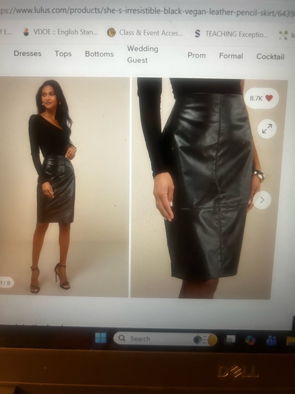 Black vegan leather pencil skirt